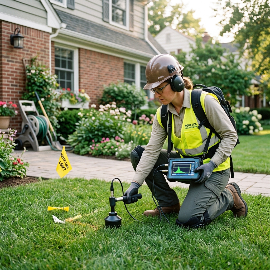 Acoustic water leak detection equipment in residential home